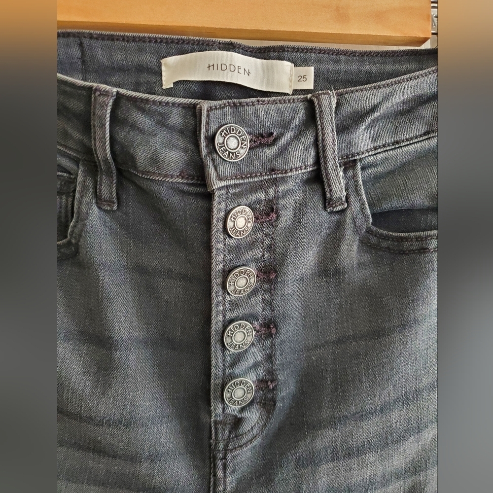 NWT HIDDEN [HAPPI] BLACK CROPPED FLARE Size 25 Button Fly - Picture 5 of 9